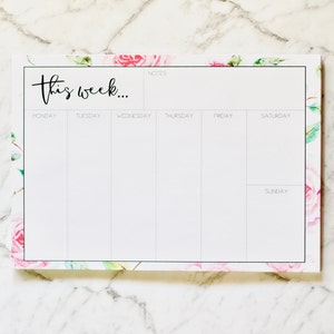 Printable Weekly Planner, Weekly Planner Desk Pad, Weekly Notepad, Weekly Diary Print, Printable ...