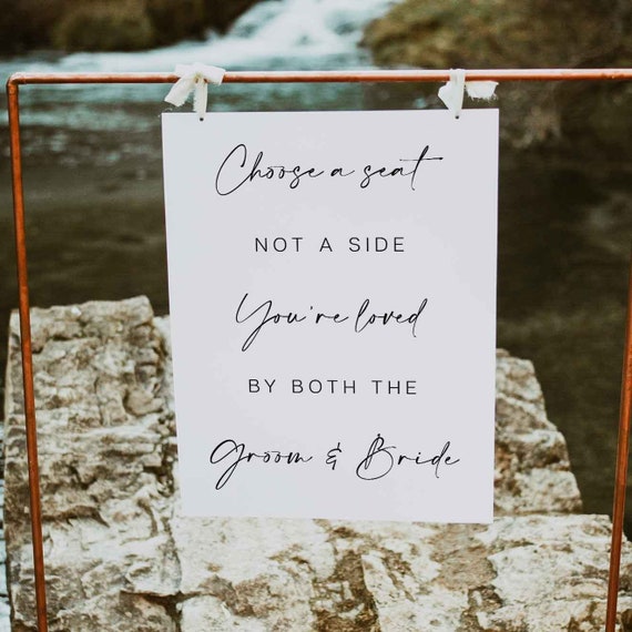 Pick a Seat Wedding Sign, Choose a Seat not a Side, Wedding Ceremony Signage, Poster, Printable, PDF, Minimalist, Modern, Amalia, AM1 Il_570xn