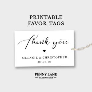 EDITABLE PDF, Wedding Thank You Tag, Wedding Favor Tags, Modern Wedding ...