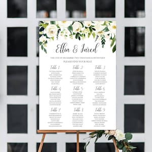 Bruiloft Zitplaatsen Grafieken, Bruiloft Zitplaatsen Plannen, Zitplaatsen Kaart Sjabloon, Bruiloft Zitplaatsen Borden, Witte Zitplaatsen Kaart, Bloemen Zitplaatsen Kaart, WF1