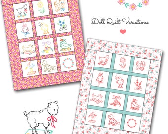 REDWORK DOLL QUILT Pattern with *Hot Iron Transfers* Full Directions