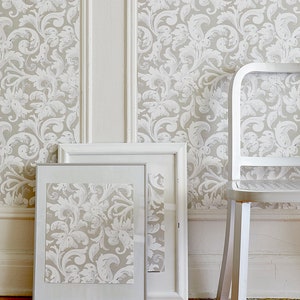 Beige Acanthus Wallpaper Sheets Pre-Pasted Wallpaper Removable Wallpaper zdjęcie 1