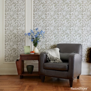 Beige Acanthus Wallpaper Sheets Pre-Pasted Wallpaper Removable Wallpaper zdjęcie 2