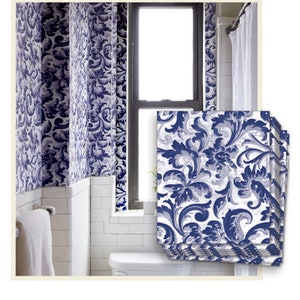 Blaue Acanthus Blumentapetenblätter vorgeklebte Tapete | Abnehmbare Tapete
