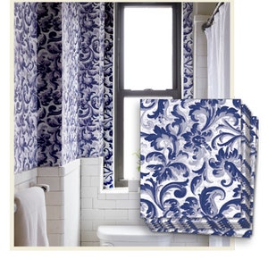 Blue Acanthus Floral Wallpaper Sheets Pre-Pasted Wallpaper Removable Wallpaper image 1