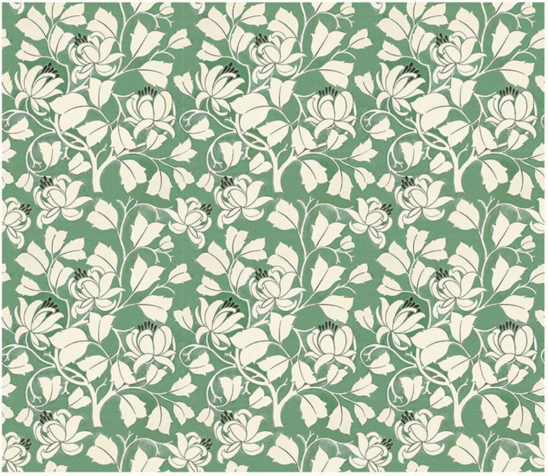 Voysey Tulip Tree Wallpaper Sheets Green Floral Pre-Pasted Wallpaper Removable Wallpaper image 5