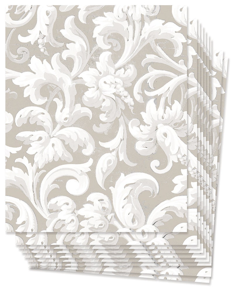 Beige Acanthus Wallpaper Sheets Pre-Pasted Wallpaper Removable Wallpaper zdjęcie 4