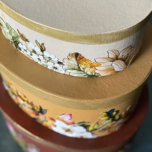 Decoupaged Oval Box Set in Fall Colors image 2