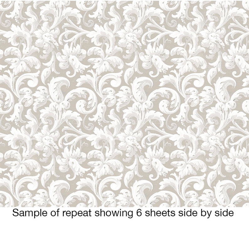 Hojas de papel tapiz de acanto beige Papel tapiz prepegado / Papel tapiz extraíble imagen 6