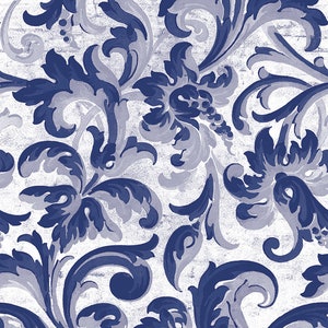 Blue Acanthus Floral Wallpaper Sheets Pre-Pasted Wallpaper Removable Wallpaper image 3