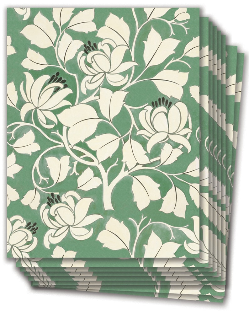 Voysey Tulip Tree Wallpaper Sheets Green Floral Pre-Pasted Wallpaper Removable Wallpaper image 6