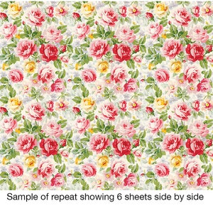 Summer Roses Wallpaper Sheets Floral Pre-Pasted Wallpaper Removable Wallpaper image 5