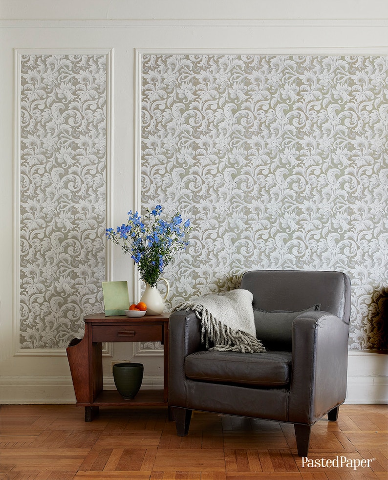 Beige Acanthus Wallpaper Sheets Pre-Pasted Wallpaper Removable Wallpaper image 2