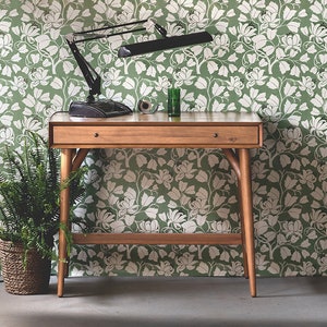 Voysey Tulip Tree Wallpaper Sheets Green Floral Pre-Pasted Wallpaper Removable Wallpaper image 1