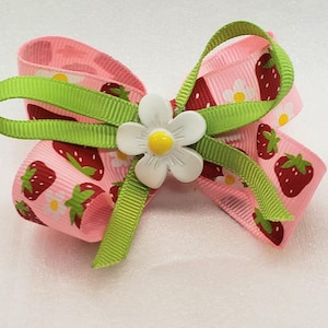 Baby bow 2Pc Set,baby hair clip strawberry bow,kids headband,baby bow headband,baby bow clip, baby bow set,hair barrette