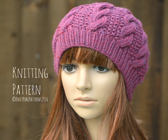 PRINTED KNIT INSTRUCTIONS SUPER CHUNKY CABLE BOBBLE BEANIE HAT KNITTING PATTERN