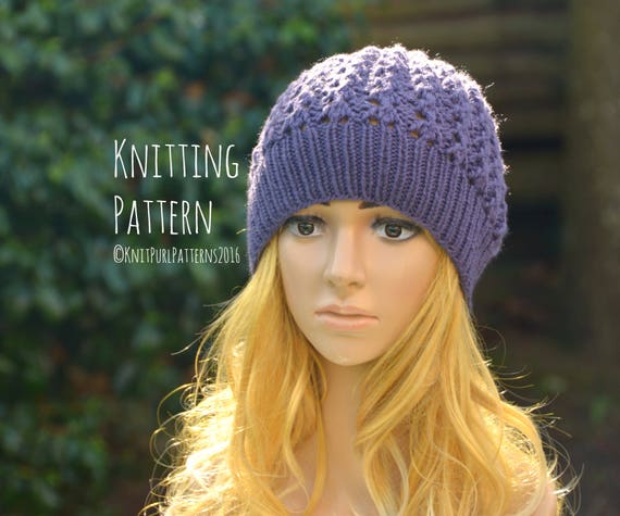 PRINTED INSTRUCTIONS SIMPLE CHUNKY LACEY SKULLCAP BEANIE HAT KNITTING PATTERN