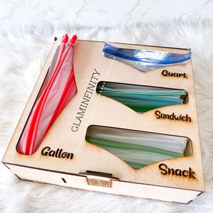 Baggie Organizer (Assembled) - Plastic Bag, Dispenser, baggy, Sandwich, Kitchen, storage, Quart, organizer