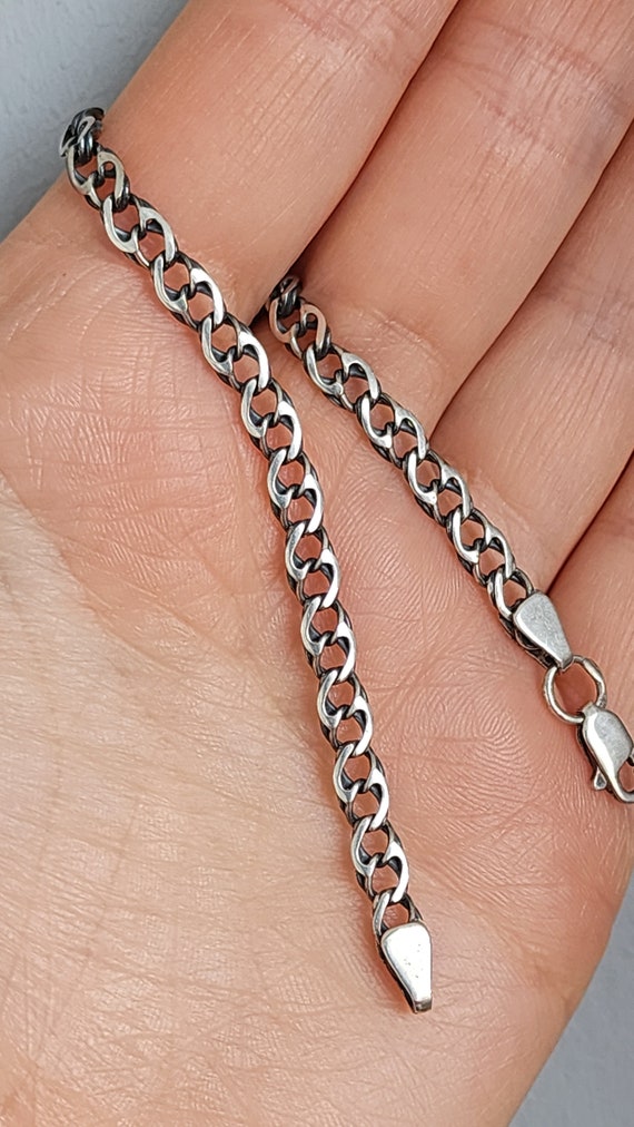 Vintage sterling silver 925 chain bracelet men wo… - image 7