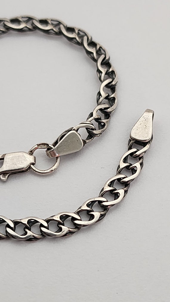 Vintage sterling silver 925 chain bracelet men wo… - image 5