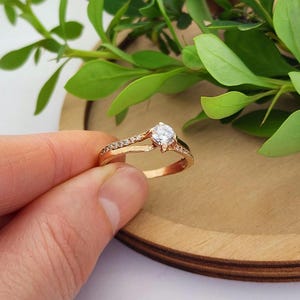 Vintage Gold Vermeil 925 Silver Ring: Cubic Zirconia Solitaire, US Size 9