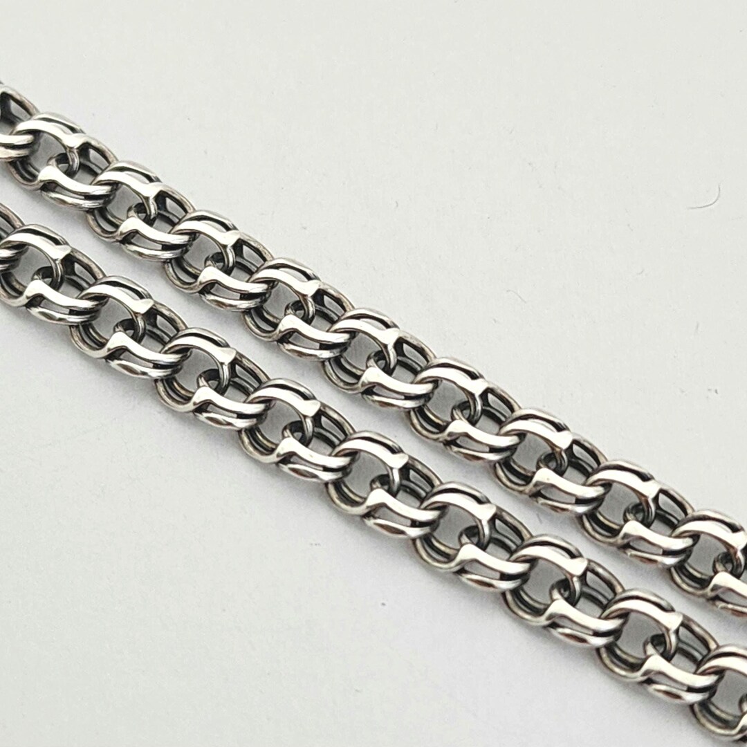 Chain Vintage Silver 925 Mens Necklace Bismarck Flat Link
