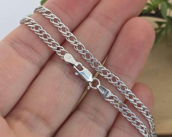 Vintage Sterling Silver Chain Necklace 925 Braided Link 55 cm 21.7 Inches Unisex Necklace Gift for Him Gift for Her
