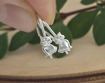 Retro-Style Cat Earrings for Kids or Adults Sterling Silver