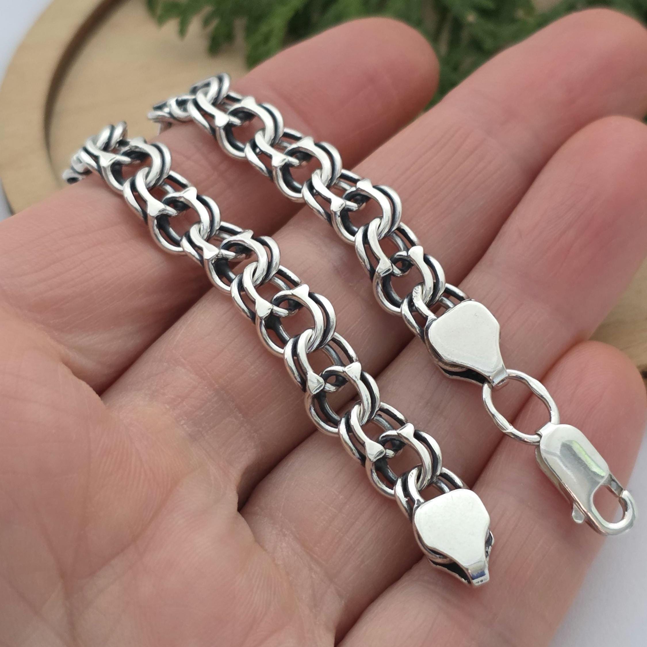 Heavy Vintage Bismarck Bracelet 925 Sterling Silver Oxidized