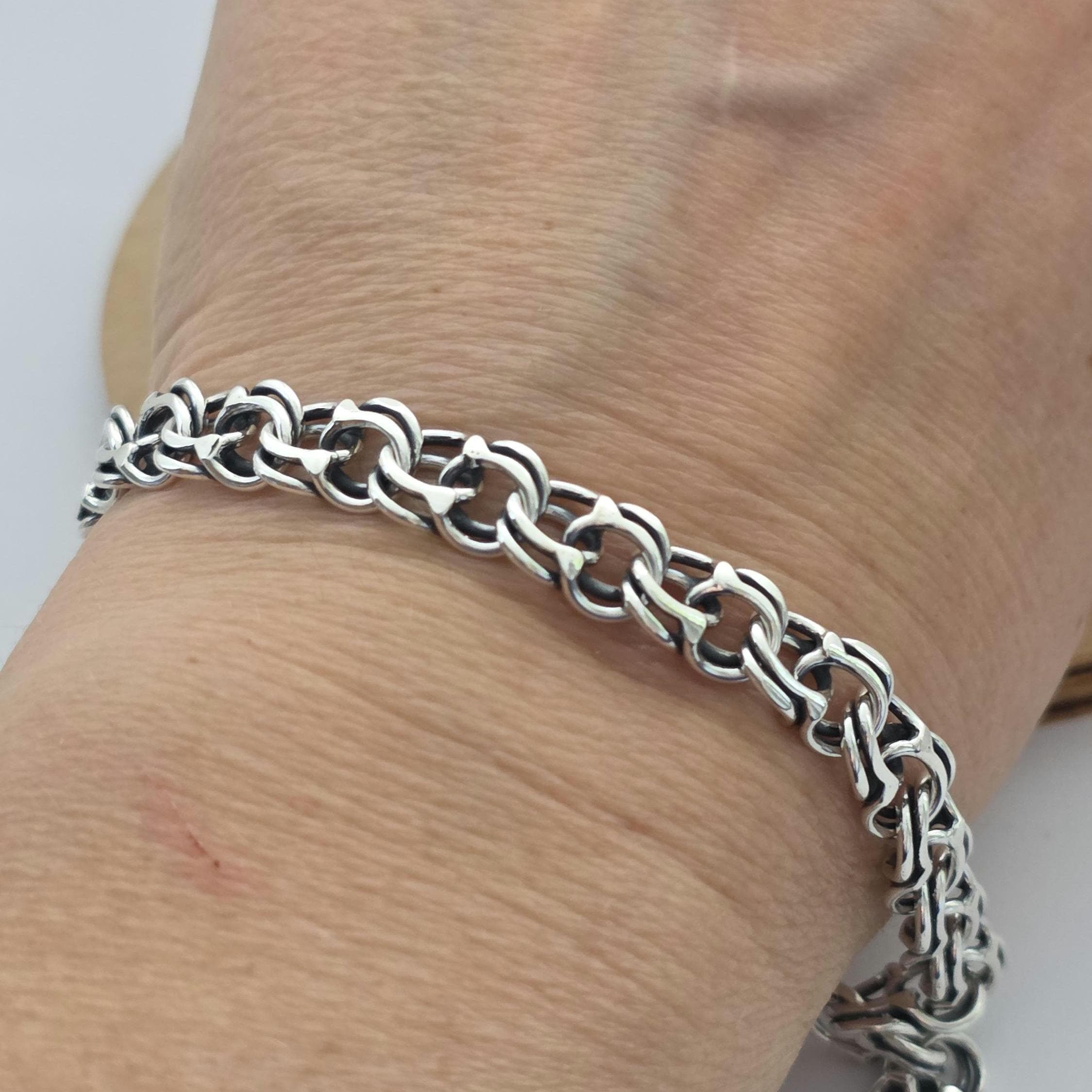 Heavy Vintage Bismarck Bracelet 925 Sterling Silver Oxidized