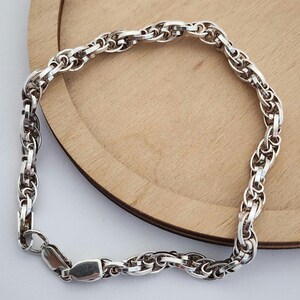 Vintage 925 Sterling Silver Braided Bracelet   Unisex Everyday Jewelry 7.87 inch 20 cm