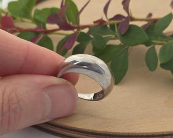 Ring Vintage 925 Sterling Silver Dome Ring Chunky Silver Ring for Women Minimalist Bold Statement Ring Wide Band Ring Bubble Ring Pinky Ring
