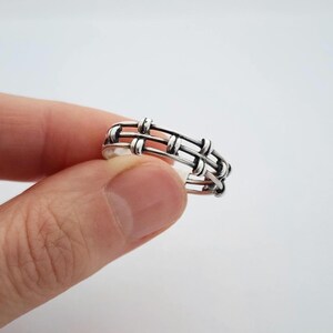 Vintage Oxidized 925 Sterling Silver Woven Lattice Band Ring - Size 11 - Unique Interconnected Design
