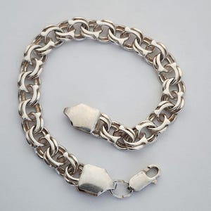 Vintage 925 Sterling Silver Bismark Chain Bracelet 20.92 gr. 8.26 inch