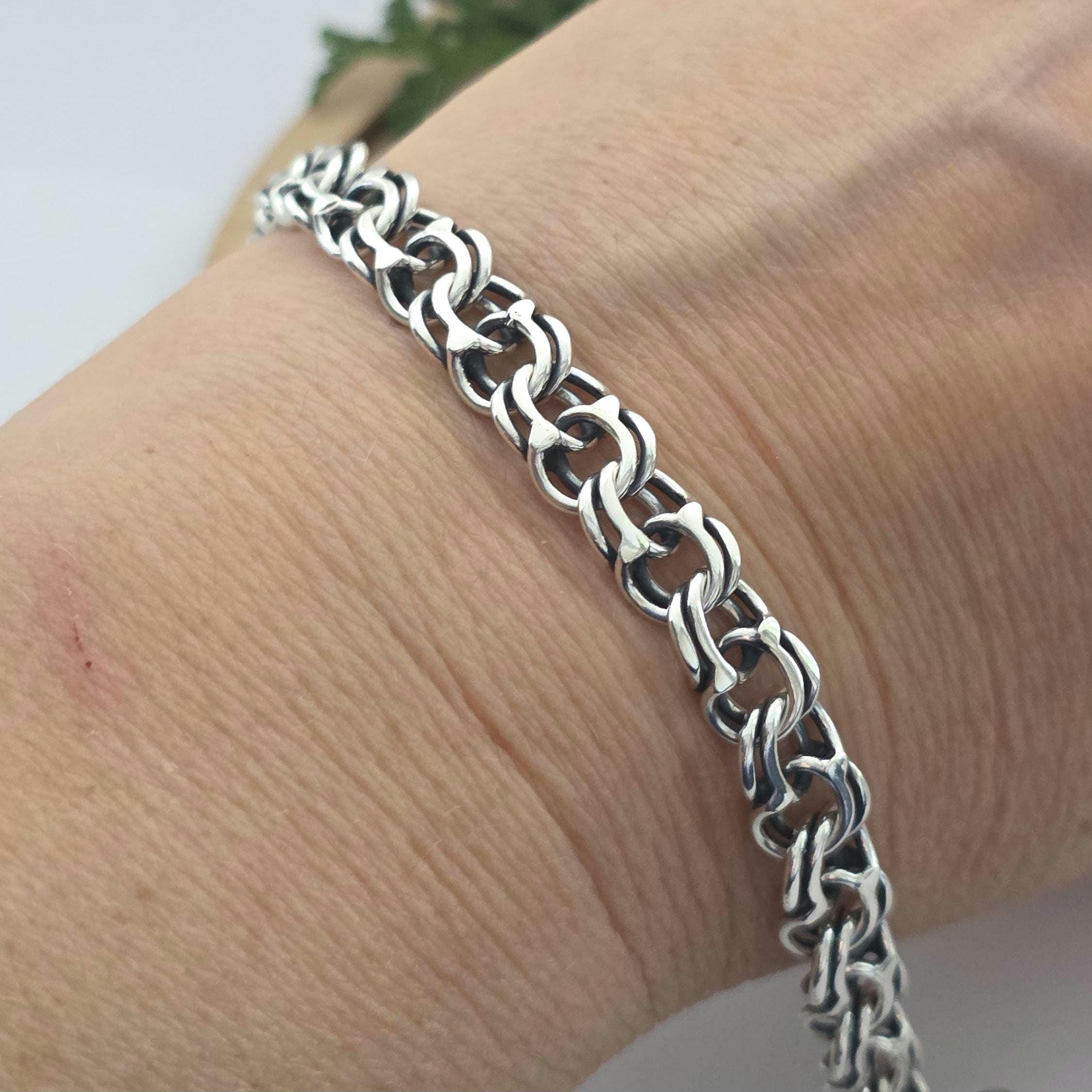 Heavy Vintage Sterling Silver Bismarck Bracelet 925 Flat Double