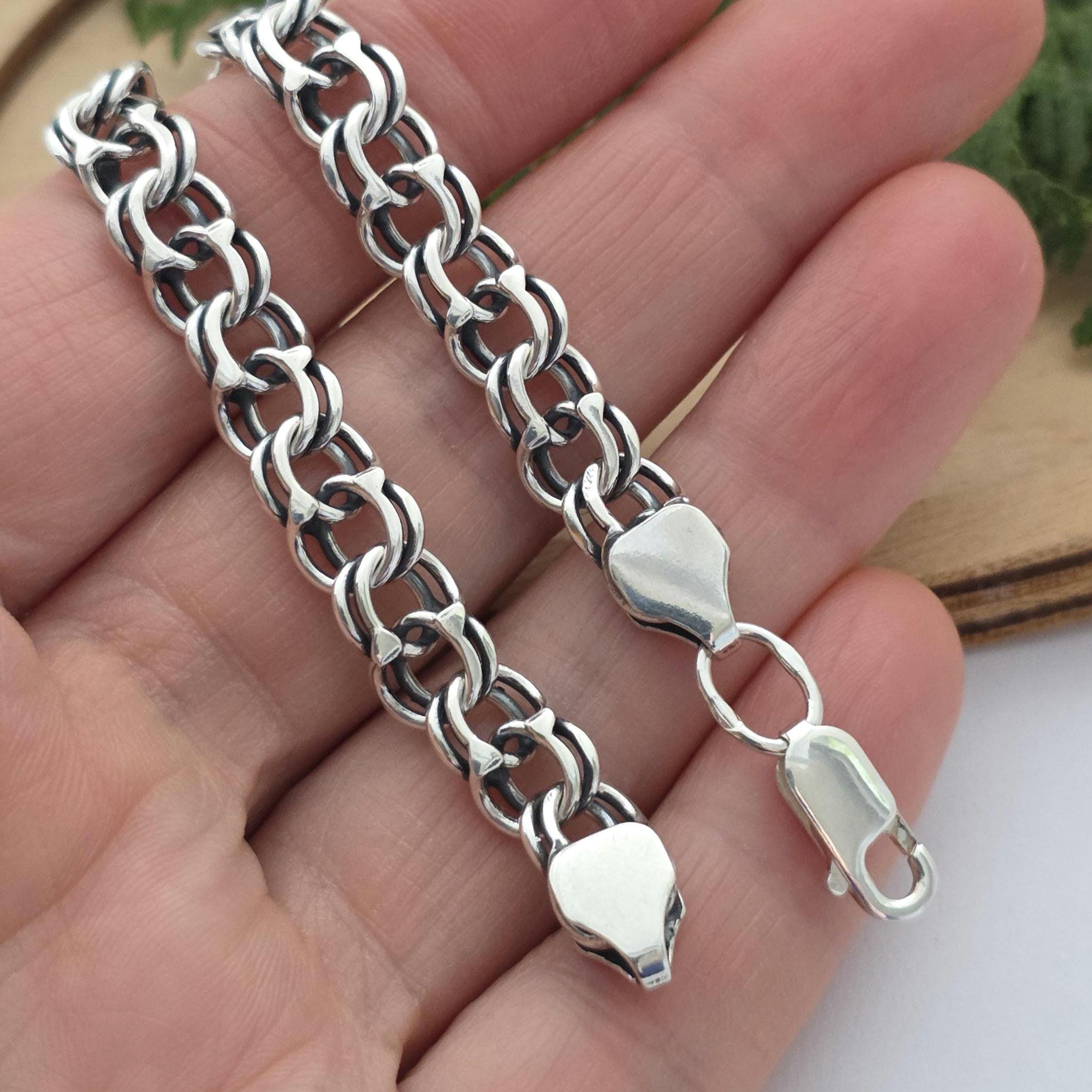 Heavy Vintage Bismarck Bracelet 925 Sterling Silver Oxidized