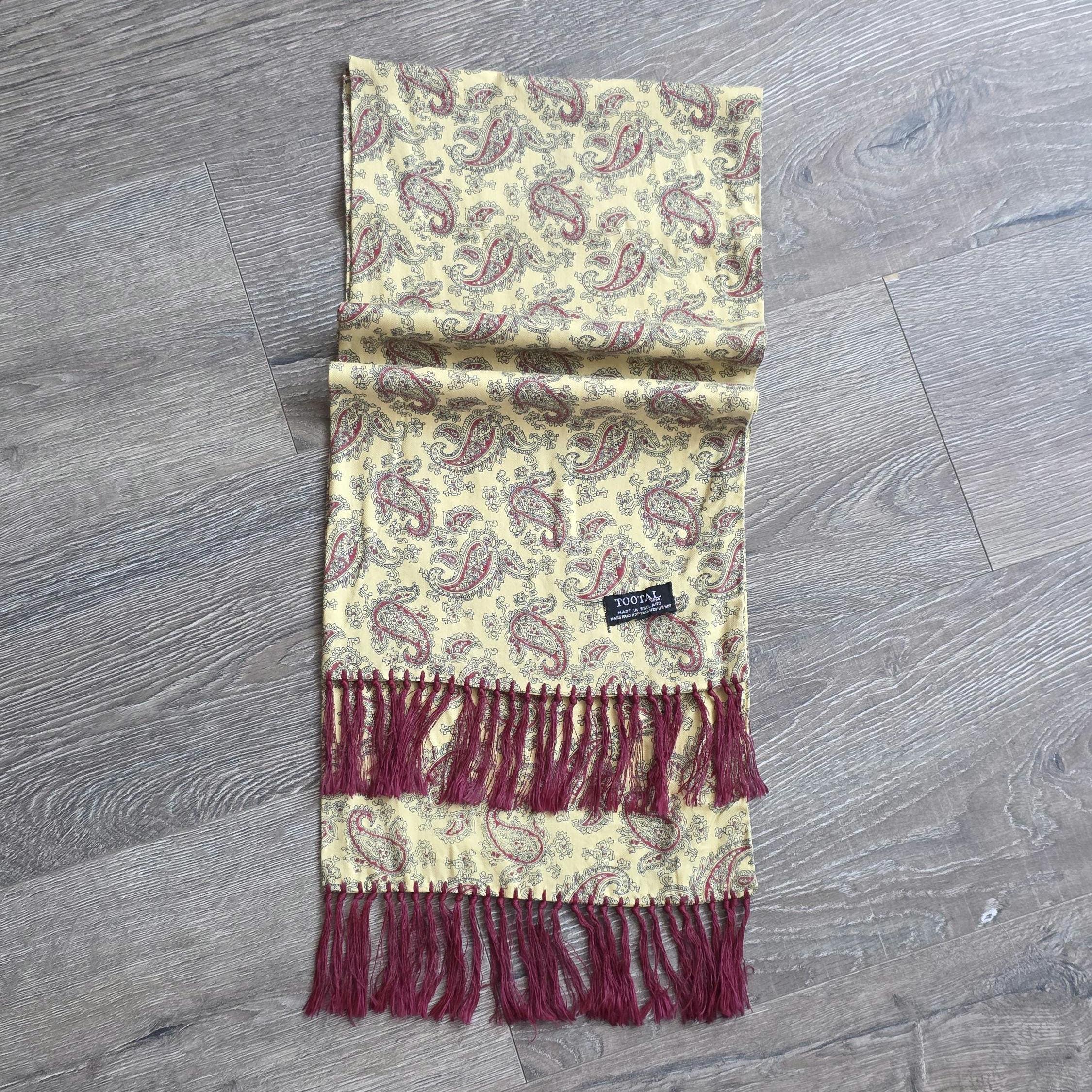 Vintage Tootal Scarf Made in England Paisley Rayon Scarf Yellow