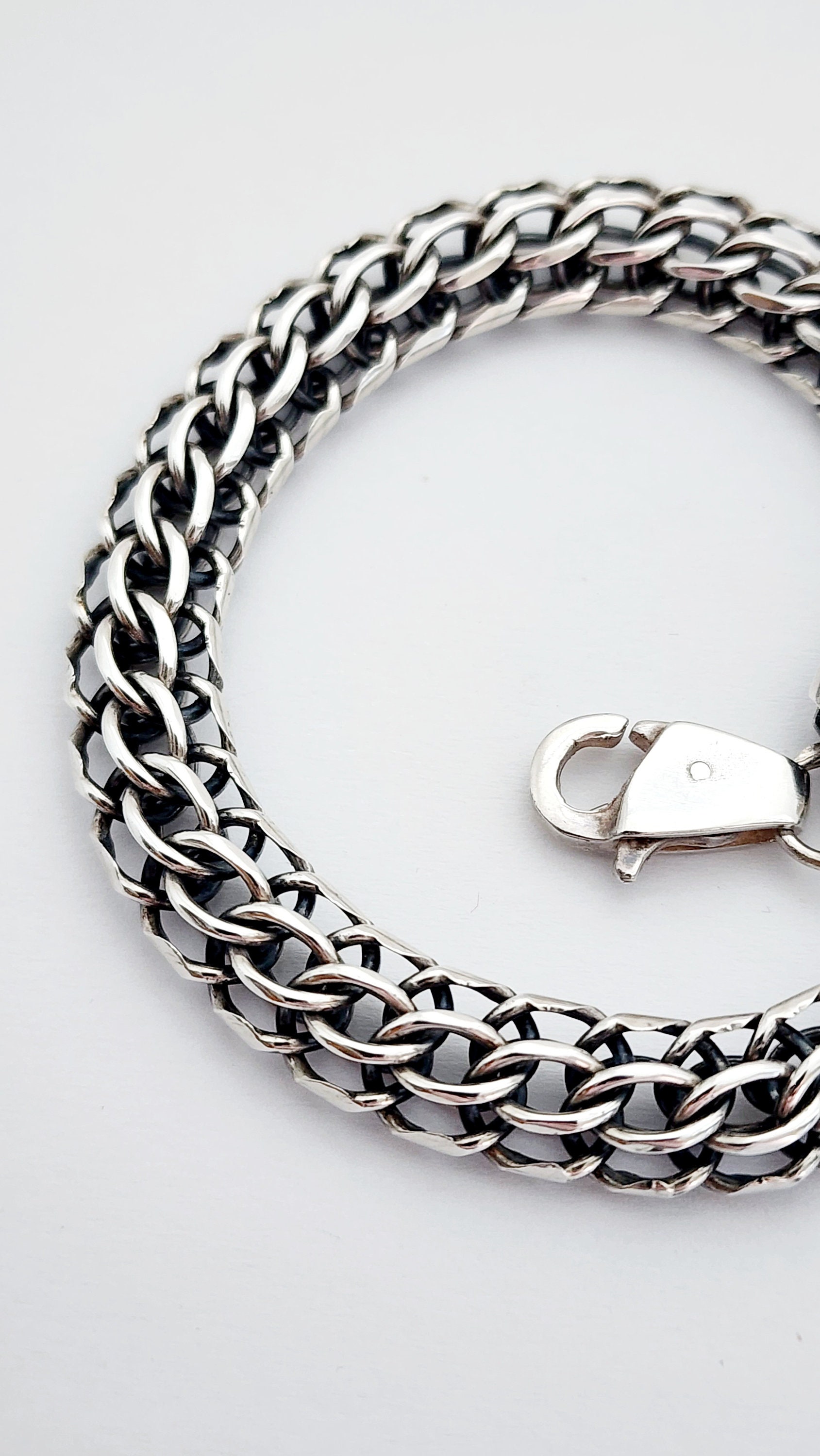 良質  Vintage Sterling Silver 925 Men's Jewelry Chain Bracelet アクセサリー