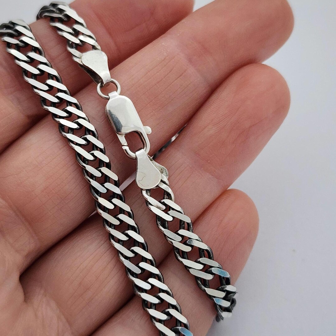 ヴィンテージ スターリング シルバー 925 酸化チェーン ネックレス