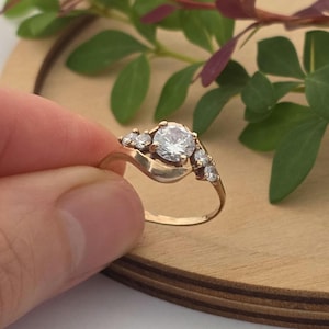 Vintage Gold Plated Sterling Silver Lab-Created Diamond Ring - Size 8.5