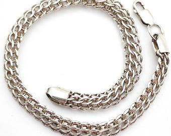 ブレスレット 925スターリングシルバー ヴィンテージチェーンブレスレット ユニークな編み込みリンク 純銀ジュエリー 22.5cm 彼氏または彼女へのギフト