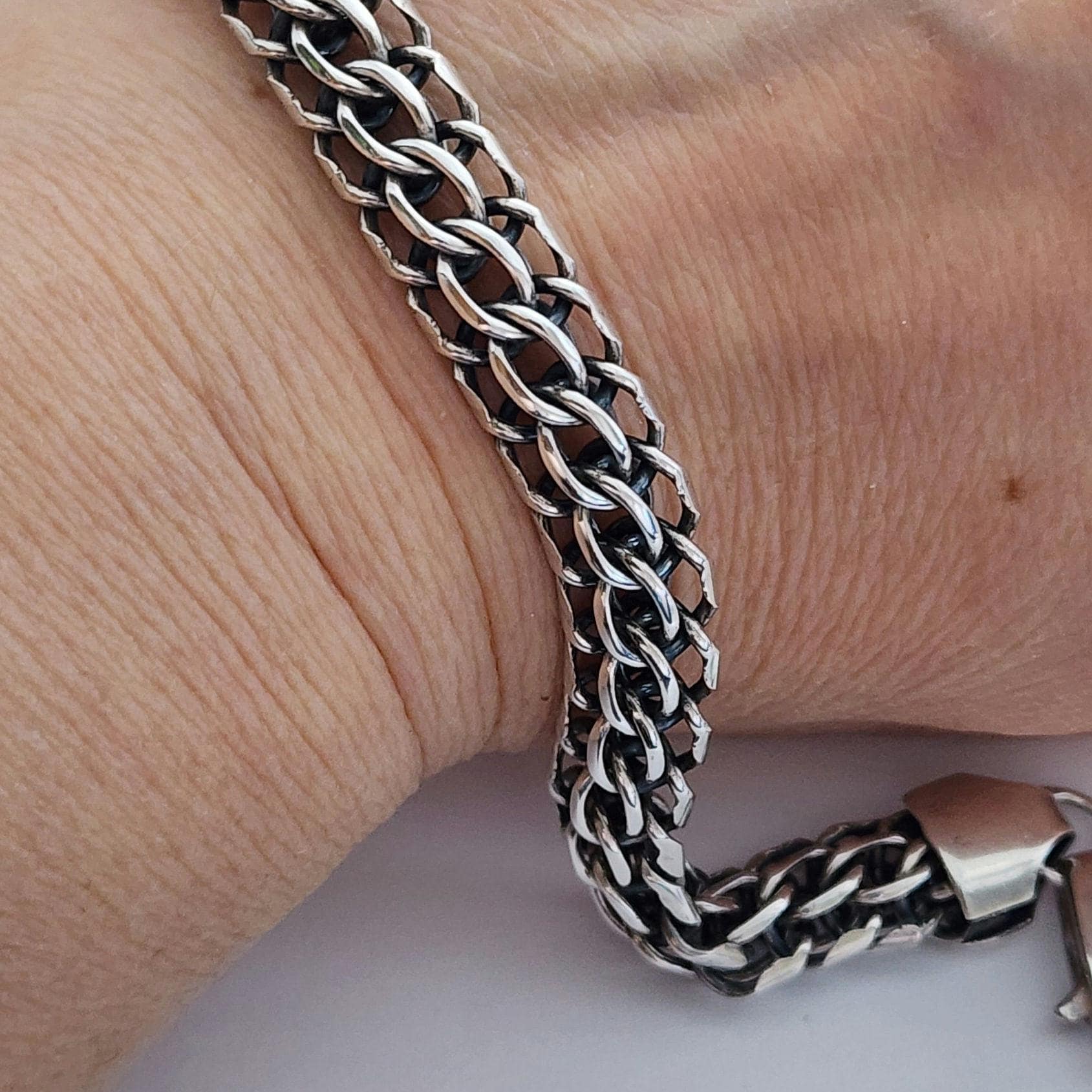 6.25” 8mm, vintage Italy sterling silver 925 double curb