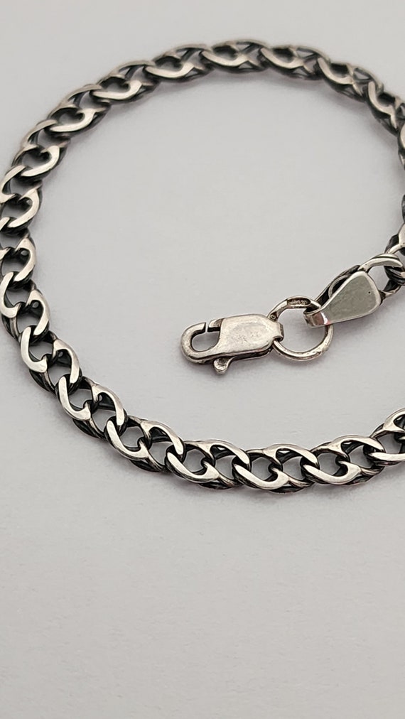 Vintage sterling silver 925 chain bracelet men wo… - image 4