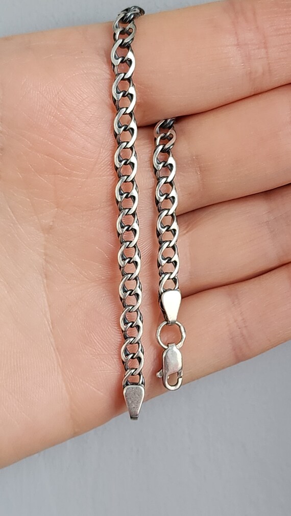 Vintage sterling silver 925 chain bracelet men wo… - image 6