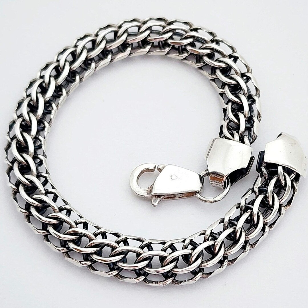 20-60代 人気ファッションブランド Vintage Sterling Silver 925 Men's Jewelry Chain Bracelet アクセサリー