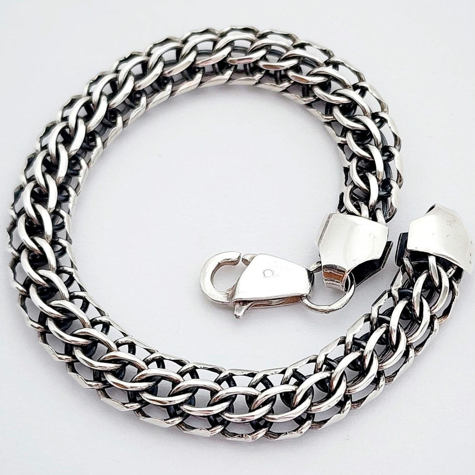 Vintage Sterling Silver 925 Men's Jewelry Chain Bracelet