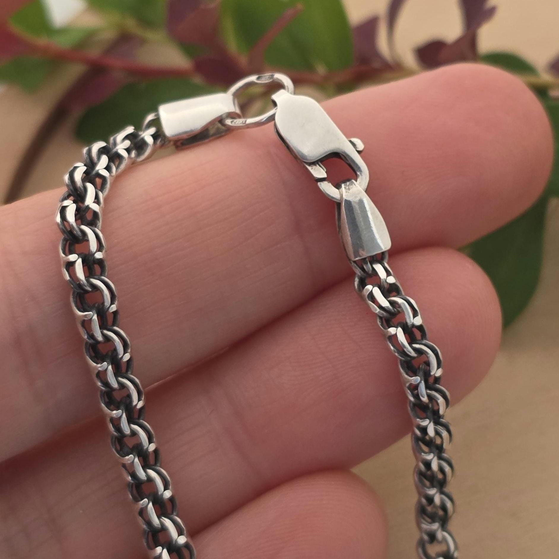 アクセサリー Vintage Silver 925 Chain bracelet Bracelet Vintage Sterling Silver 925 Oxidized Chain for Men Women