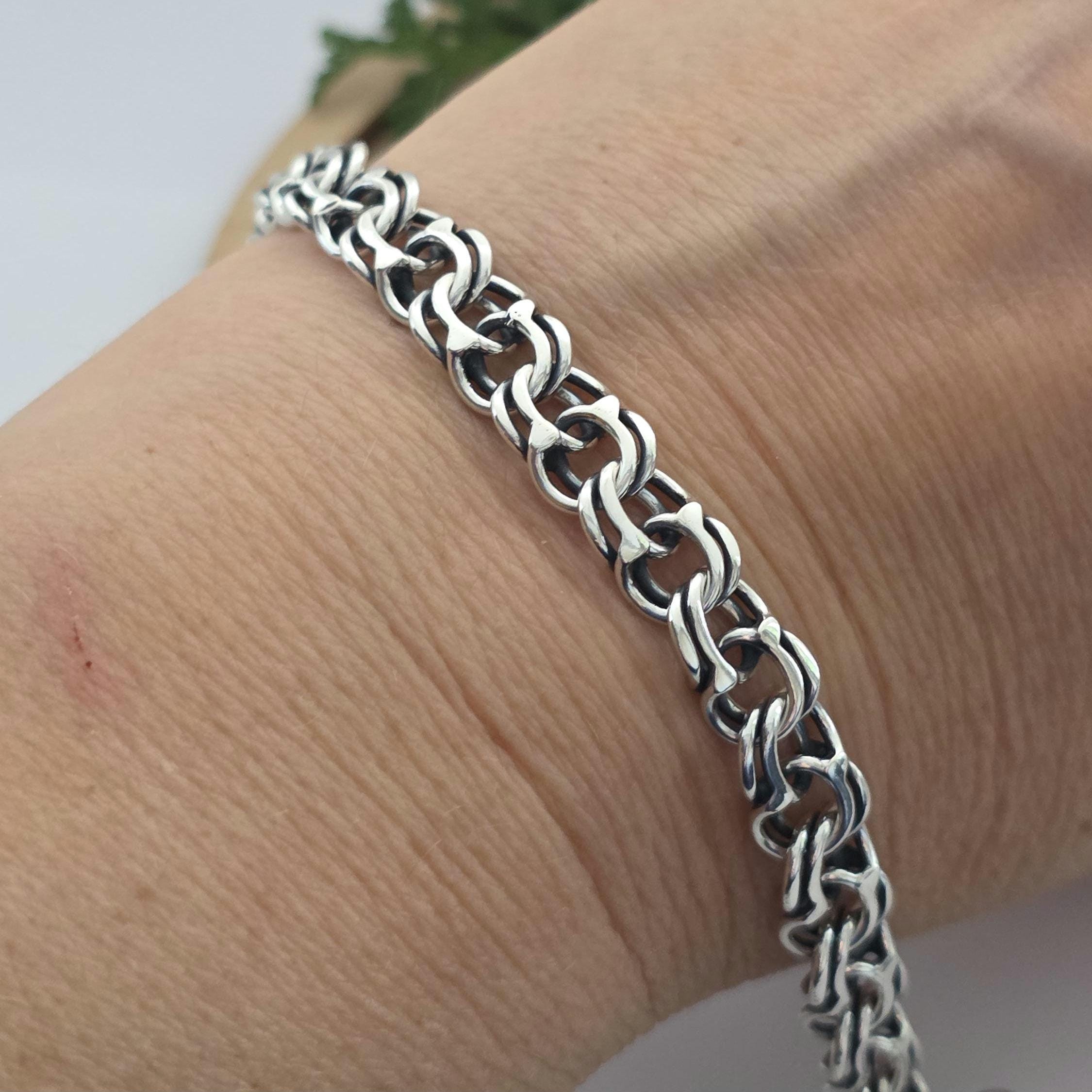 Heavy Vintage Bismarck Bracelet 925 Sterling Silver Oxidized
