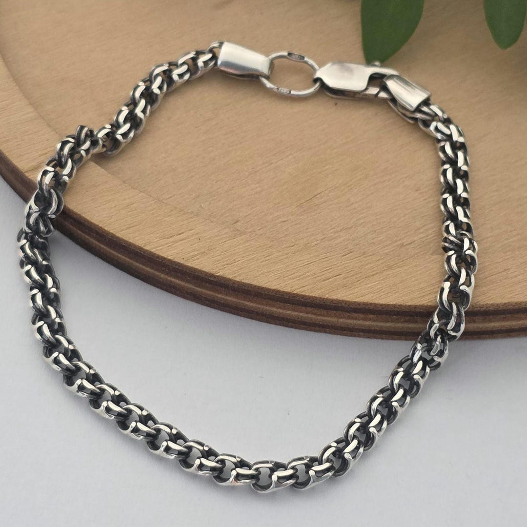アクセサリー vintage silver 925 bracelet Bracelet Vintage Sterling Silver 925 Oxidized Chain for Men Women