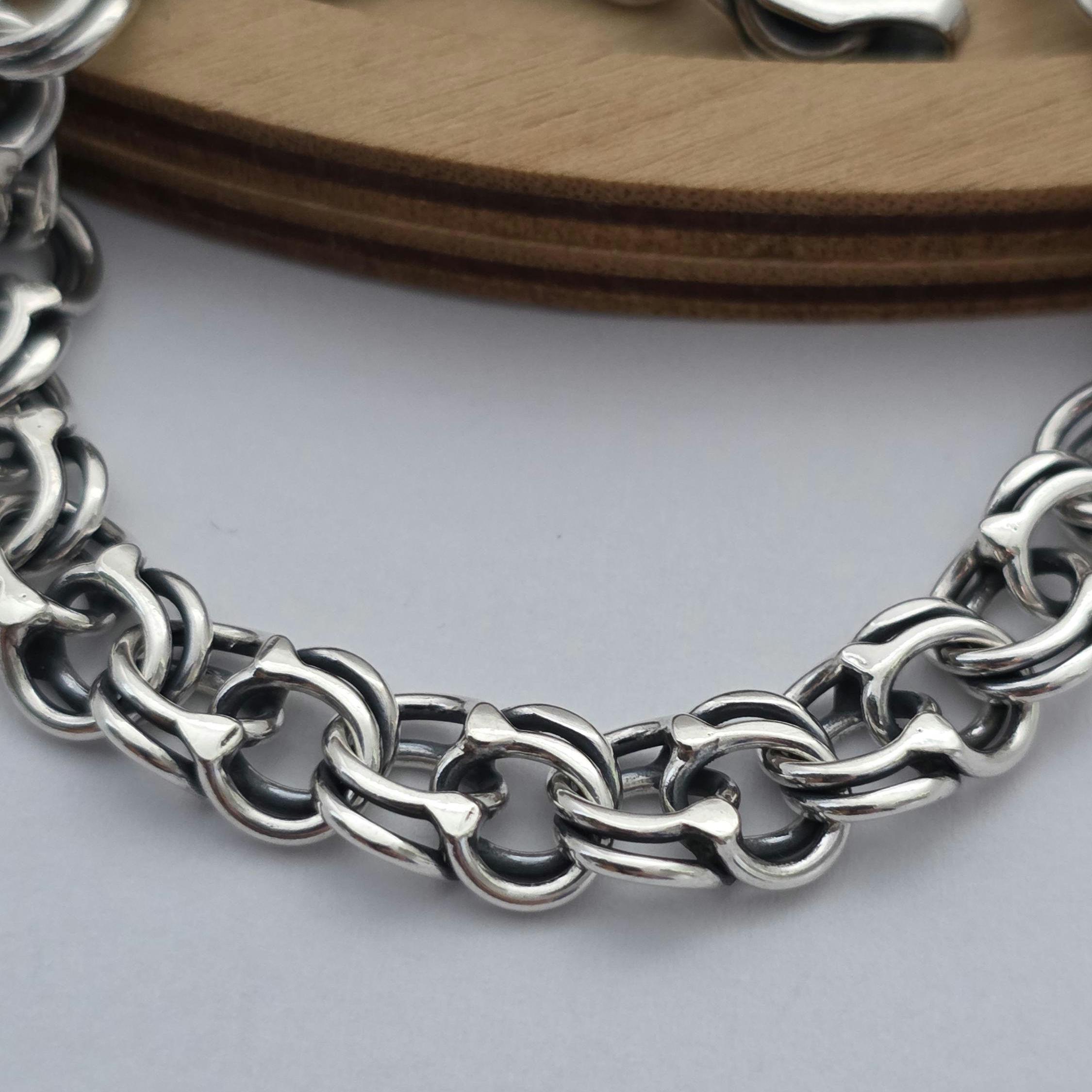 Heavy Vintage Bismarck Bracelet 925 Sterling Silver Oxidized